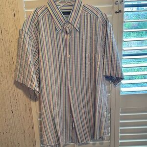 Ermenegildo Zegna Men's Striped Shirt - Blue, Green, Pink